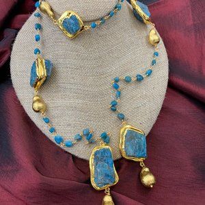 40' Natural Blue Kyanite Gold Plated Wrap Necklace